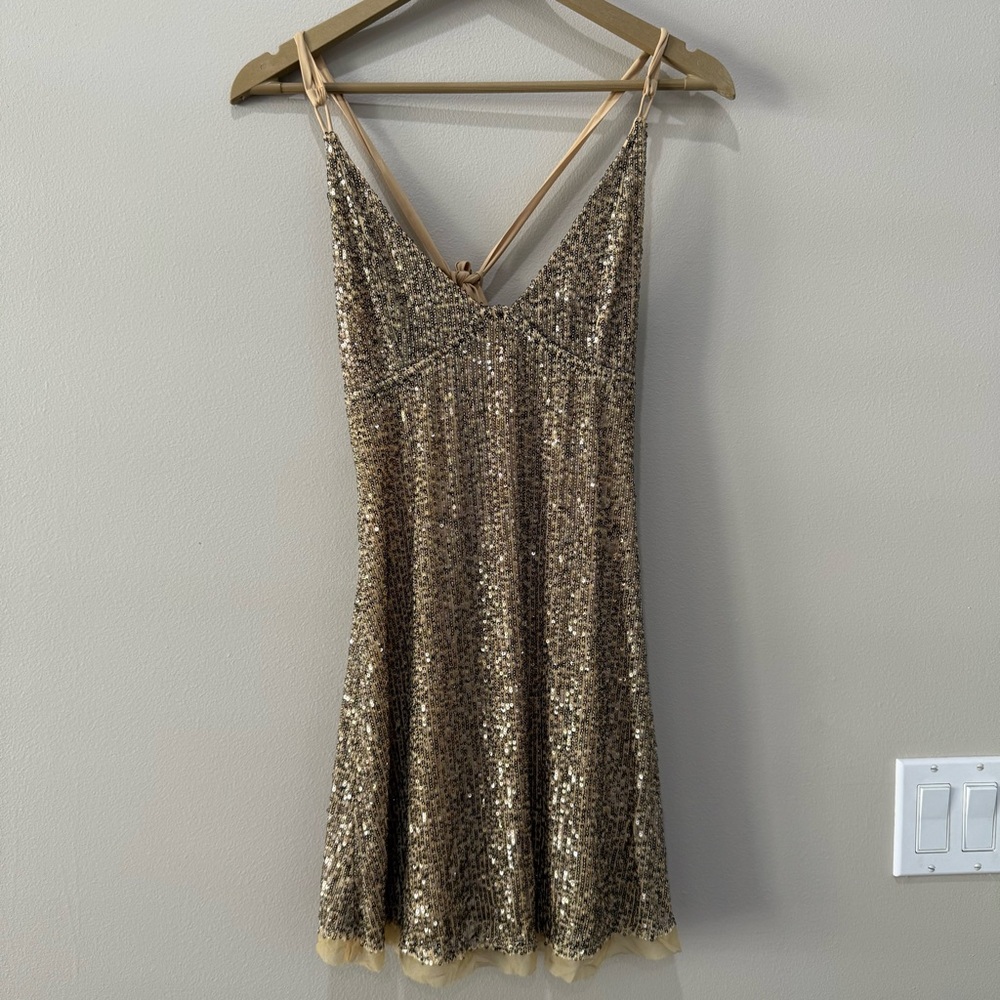 Free people Gold Rush Mini Dress size SP